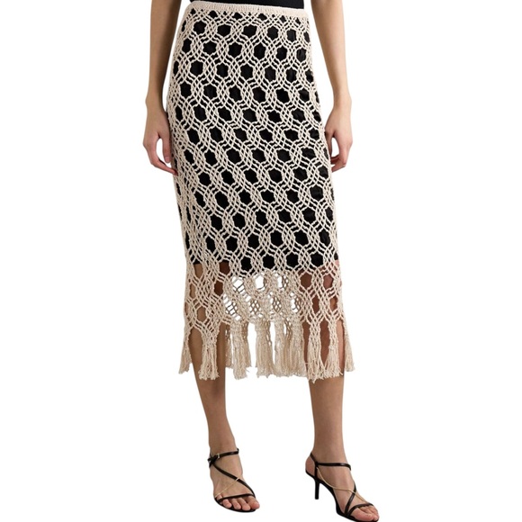 Diotima Sparrow Fringed Crochet Midi Skirt - Picture 1 of 3